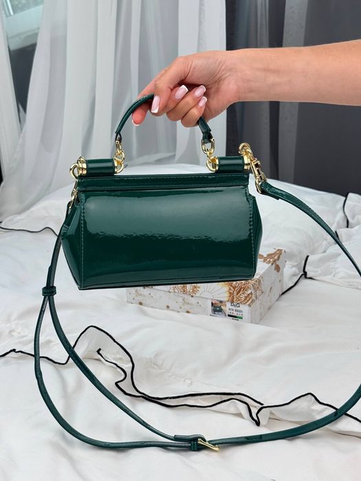 Сумка Dolce & Gabbana Mini Sicily Green Patent Leather with Gold Hardwa