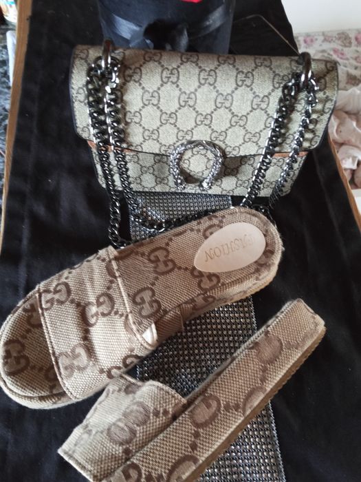 Zestaw torebka nowa sztywna GG Gucci klapki fashion  platformie 39