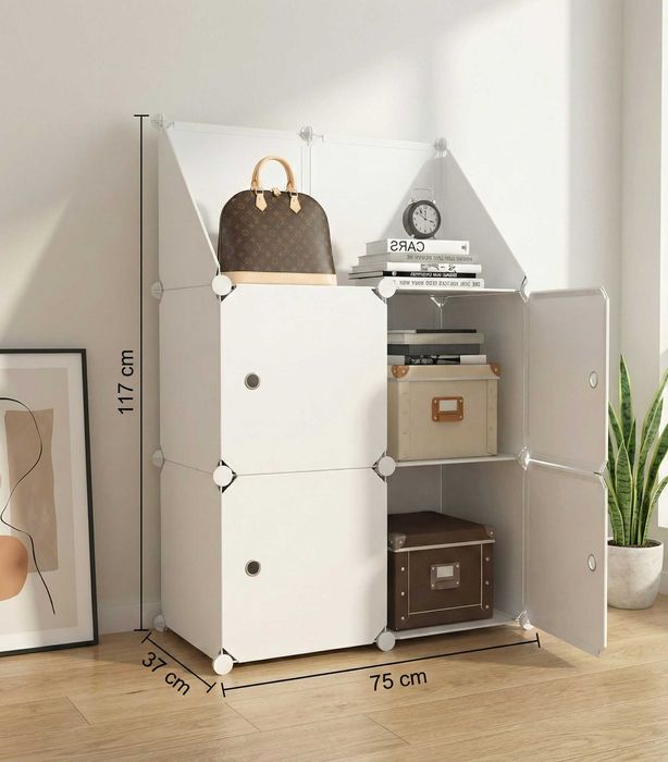 Szafa Modułowa Biała Regał Na Zabawki Ubrania Garderoba DIY Plastikowa
