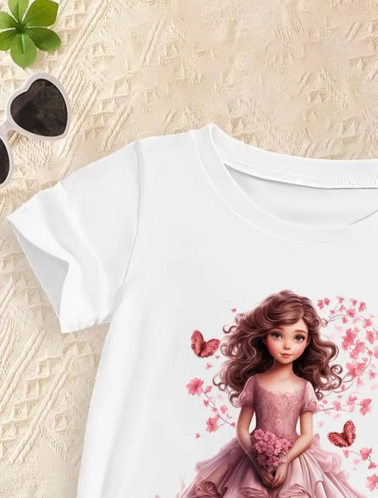 Komplet dziewczęcy bluzka krótki rękaw + spódniczka