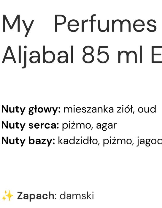 Zahrat Aljabal My Perfumes perfumy arabskie