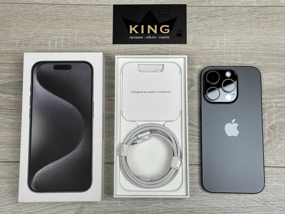Apple iPhone 15 Pro - 128GB - Black Titanium Neverlock 100% АКУМУЛЯТОР ІДЕАЛ #584
