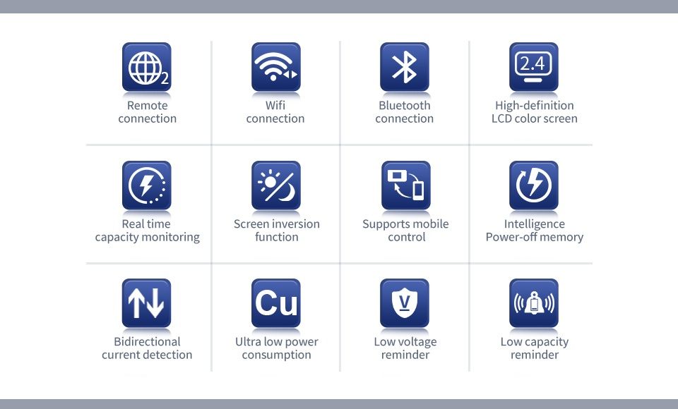 Monitor de Bateria JUNTEK KM110F – Wi-Fi, Detecção Bidirecional, 100 V