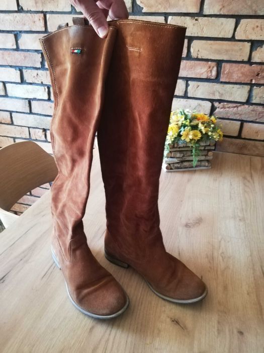 Damskie kozaki skórzane rude, roz. 37