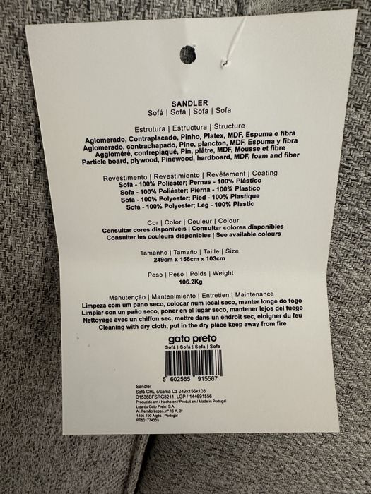 Sofá cama com chaise longue Gato Preto