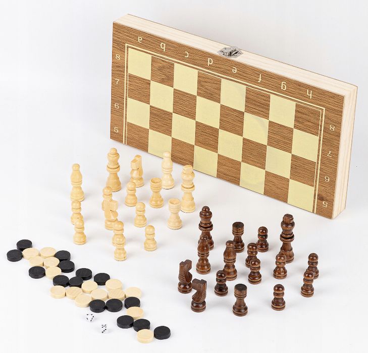 Szachy warcaby drewniane 2w1 prezent