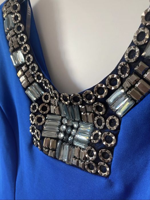 Sukienka chabrowa indygo kobaltowa kryształy diamenty Lipsy London