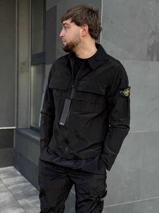 Овершот Stone Island Nylon | S–XXL | чорний / сірий / зелений