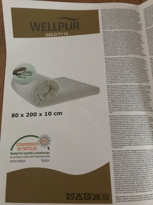 Materac topmaterac Wellpur Gold 110 z pokrowcem