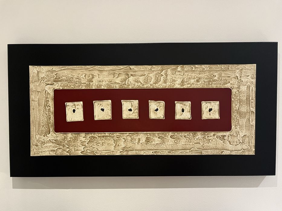 Tela pintura abstrata com relevo 50 x 100cm como novo