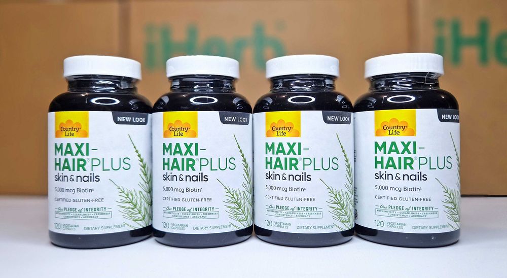 Вітаміни для волосся Country Life Maxi-Hair Plus біотин 5000 мкг 120шт