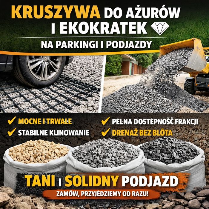 Kruszywa do ażurów i ekokratek, na parkingi i podjazdy,drogi