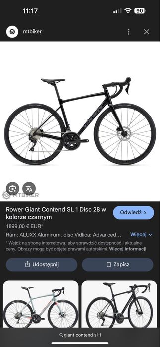 Rower Giant Contend SL 1 disc 28 ROZMIARY