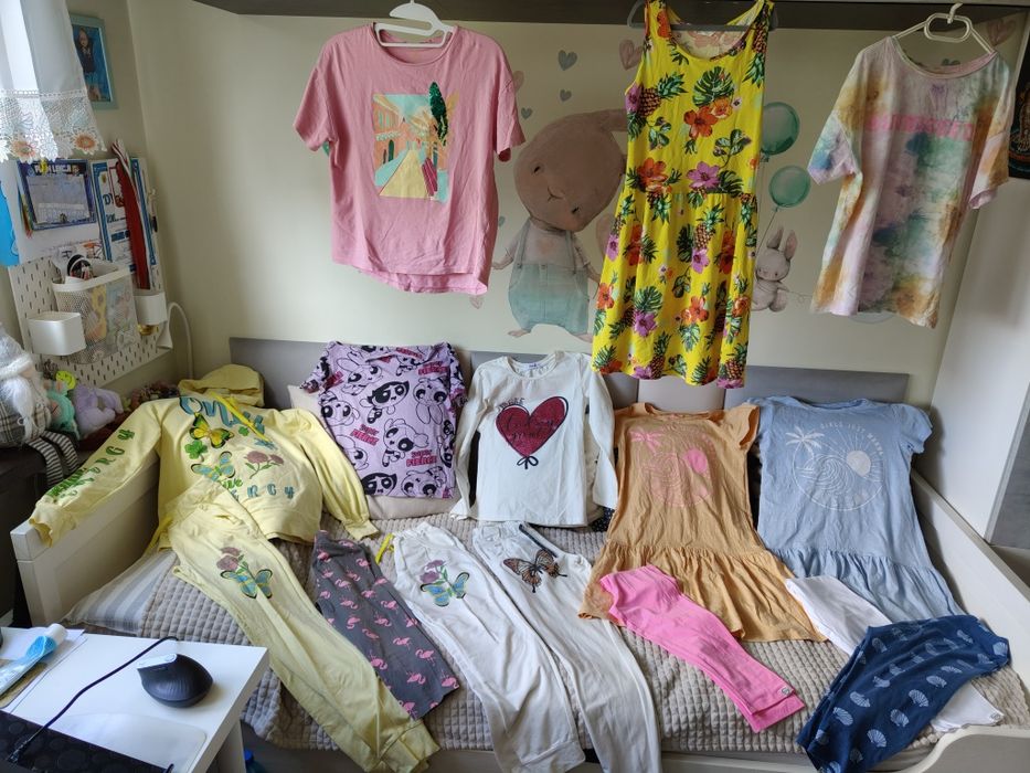 Paka ubranek dziewczęcych wójcik dres spodnie komplet sukienka leginsy
