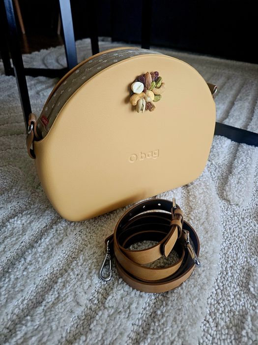 Obag moonlight cammello pasek skórzany guzik modelinowy organizer