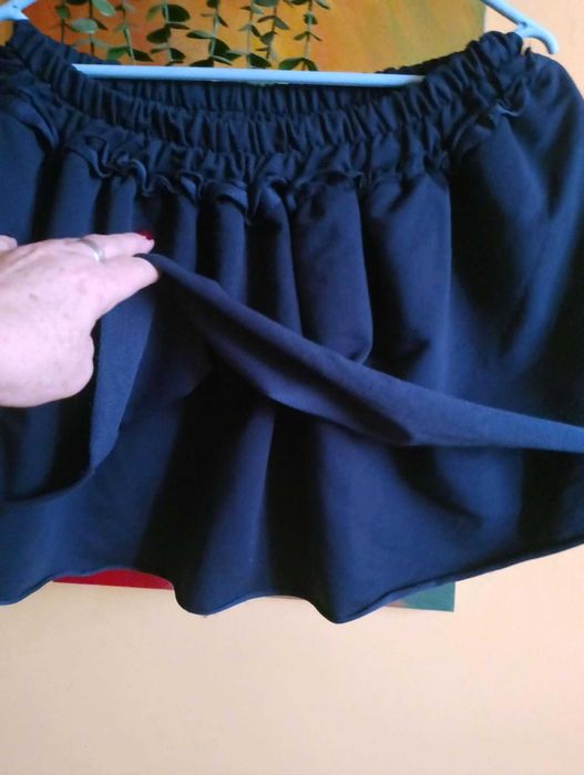 mini spódnica granatowa 40/42 MEG L/XL marszczona w pasie