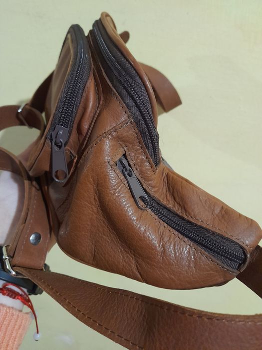 Шкіряна поясна сумка бананка унісекс