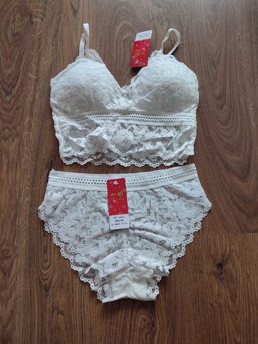 Komplet bielizny damskiej koronkowa biustonosz stanik majtki rozmiar S