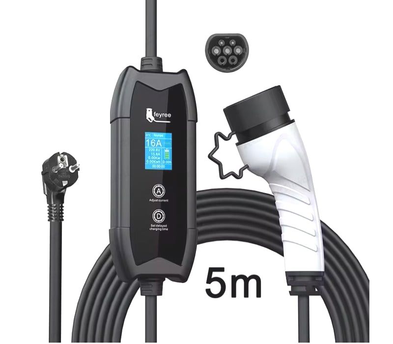 CARREGADOR DE VEÍCULOS ELÉTRICOS PORTÁTIL TYPE 2 REGULÁVEL