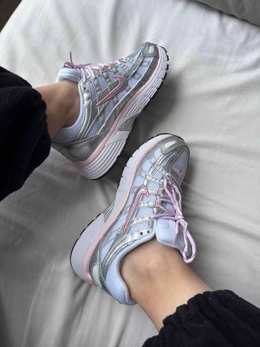 Nike P-6000 White Elemental Pink жіночі кросівки найк п-6000 срібні з рожевим