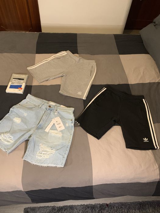 Calções Adidas Originals 3 Stripes, e Bershka Denim NOVOS Originais *