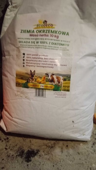 Ziemia Okrzemkowa podana cena jest za 5 worków po 10kg. 100%  Diatomitu idealna dla kur