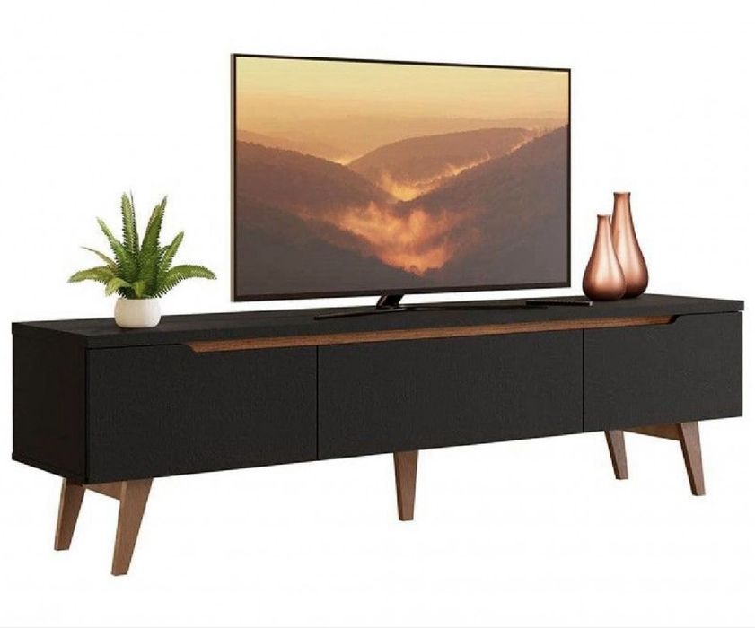 Móvel Tv Moviflor Preto/Nogueira