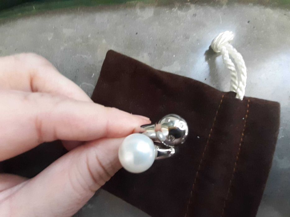 Anel prata contrastada, com pérola e zircónias, NOVO