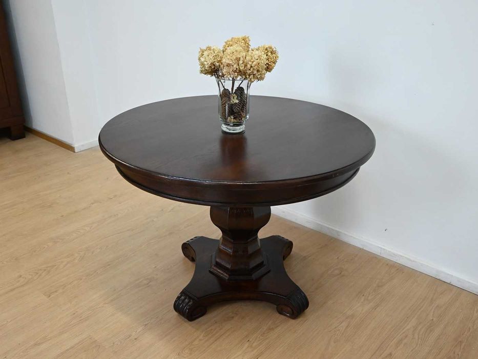 stolik okrągły 100cm toczona noga 120904