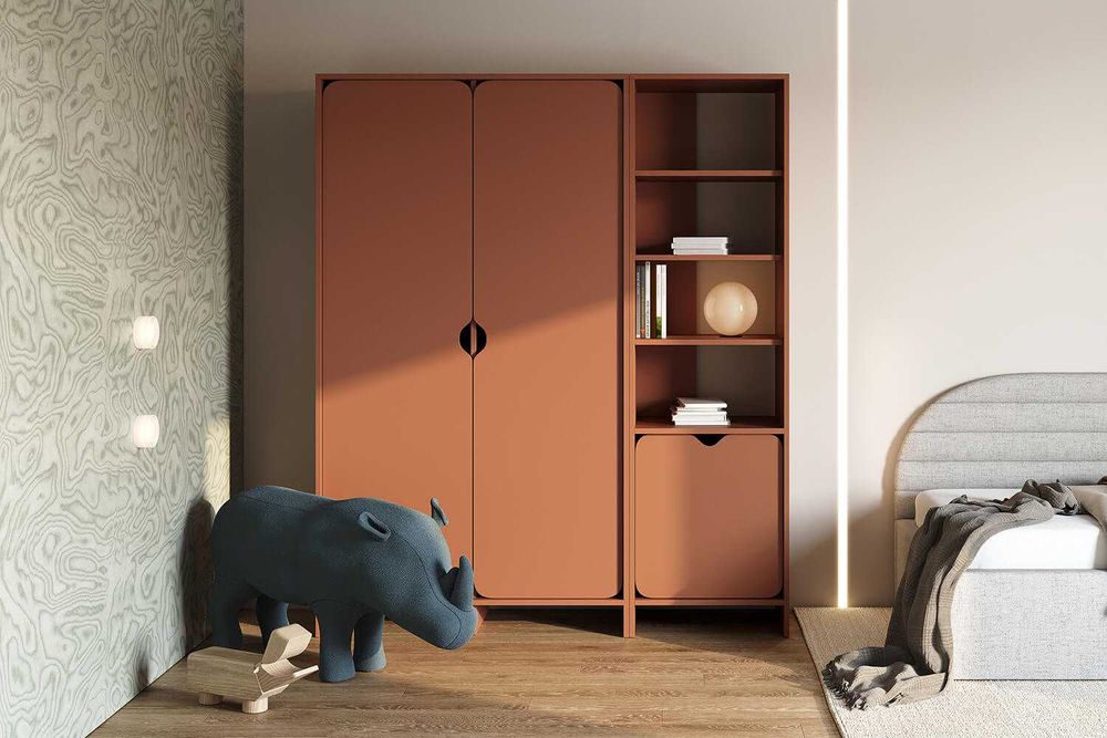 REGAŁ NIKO i SZAFA Dwudrzwiowa - kolor cegła OUTLET Mybed -50%