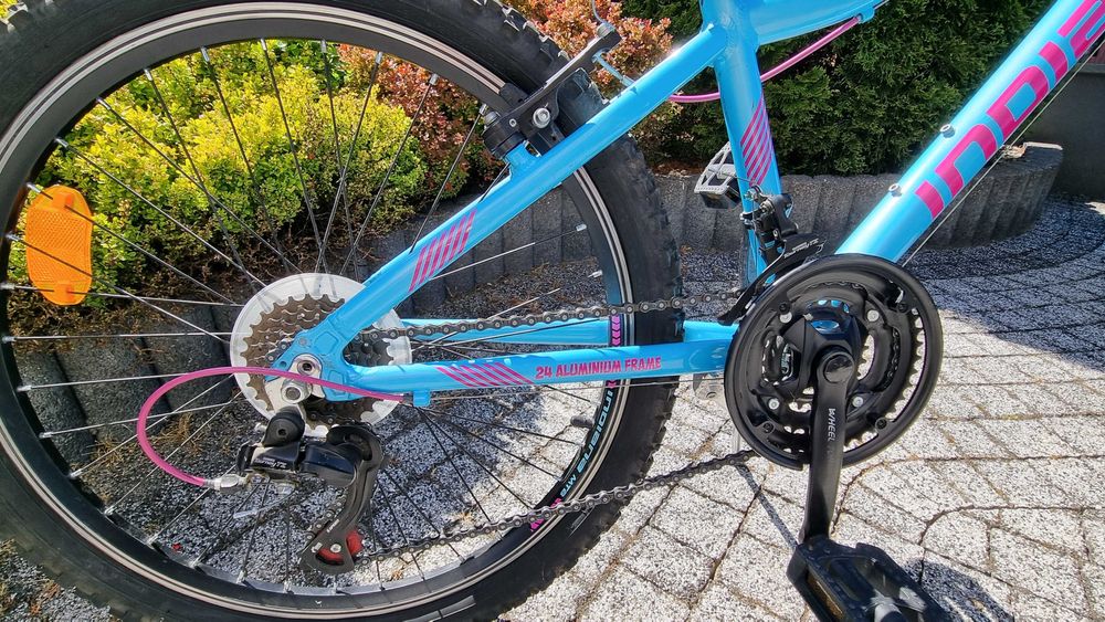 Rower górski/crossowy Indiana Roxy Junior 24" niebiesko-różowy, stan bdb