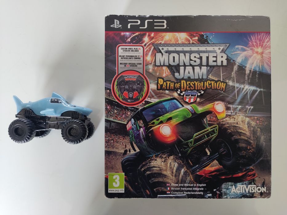 Monster Jam Path of Destruction Ps3 with Steering Wheel Big Box PAL