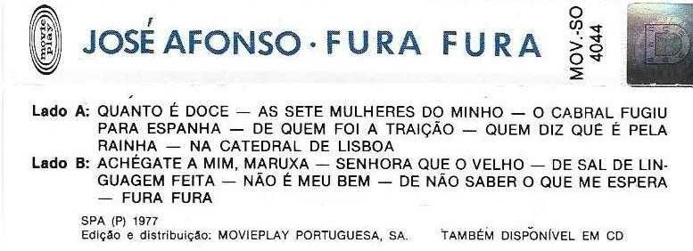 José Afonso	- - - - -		Fura Fura	- - - - -	K7