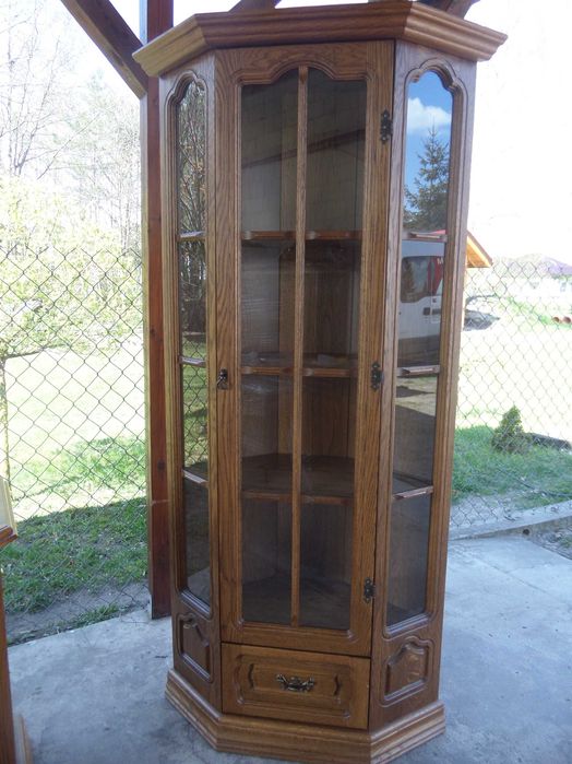 dębowy zestaw  narożna witryna  komoDA stan bdb DOWÓZ WYSYŁKA