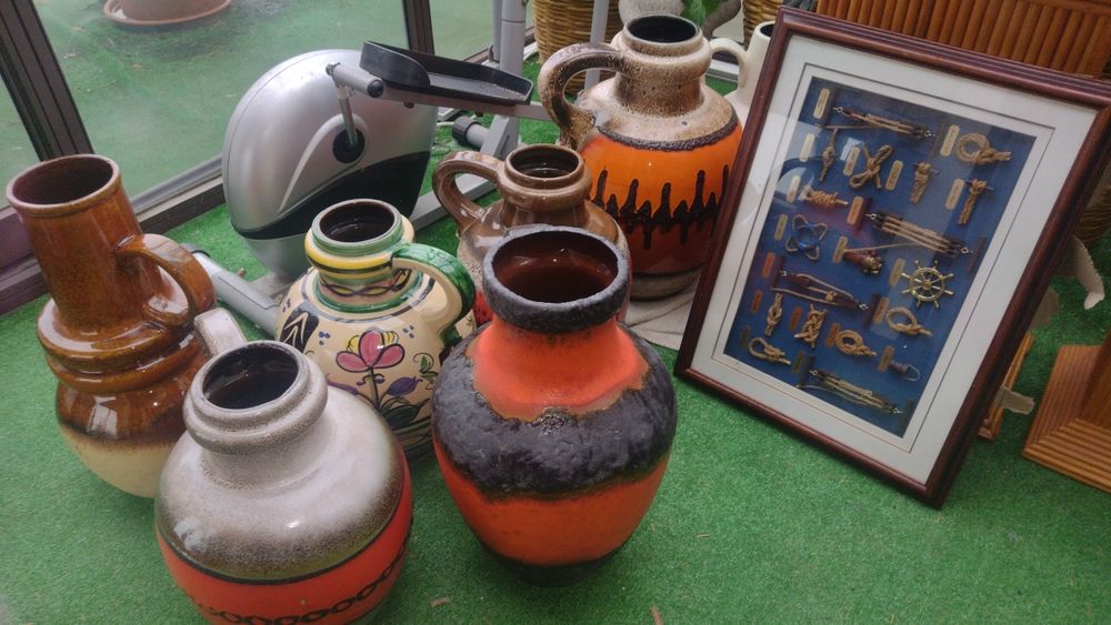 Stary zestaw lamp fat Lawa ceramika