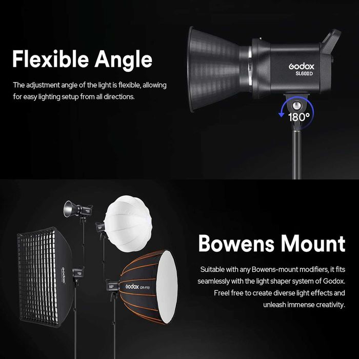 Godox комплект постійного LED світла: SL60IID + октобокс з сотами 95см