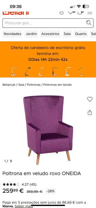 Cadeirão em veludo