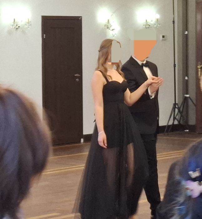 Czarna sukienka rozm. M tiul gorset balowa elegancka 18 studniówka