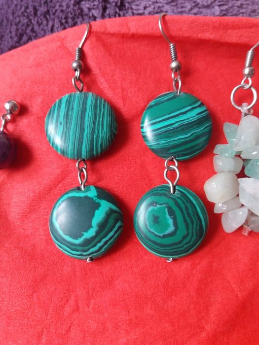 Продам  серьги с Аметистом,малахит, нефрит