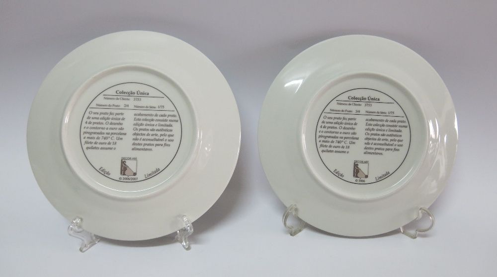 Calvaria de Cima - Coleção de 4 pratos pirogravados a ouro