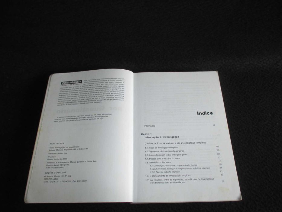 Livro Investigação por Questionário Manuela Magalhães Hill Andrew Hill