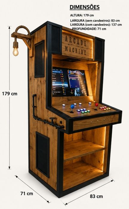 Máquinas Arcade em Madeira Personalizadas | Jogos | Fabrico Artesanal em Paços de Ferreira