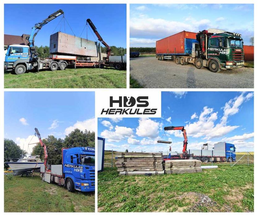 Transport HDS, Załadunek, Rozładunek, dźwig, żuraw, 6,6t, wysięg 18,9m