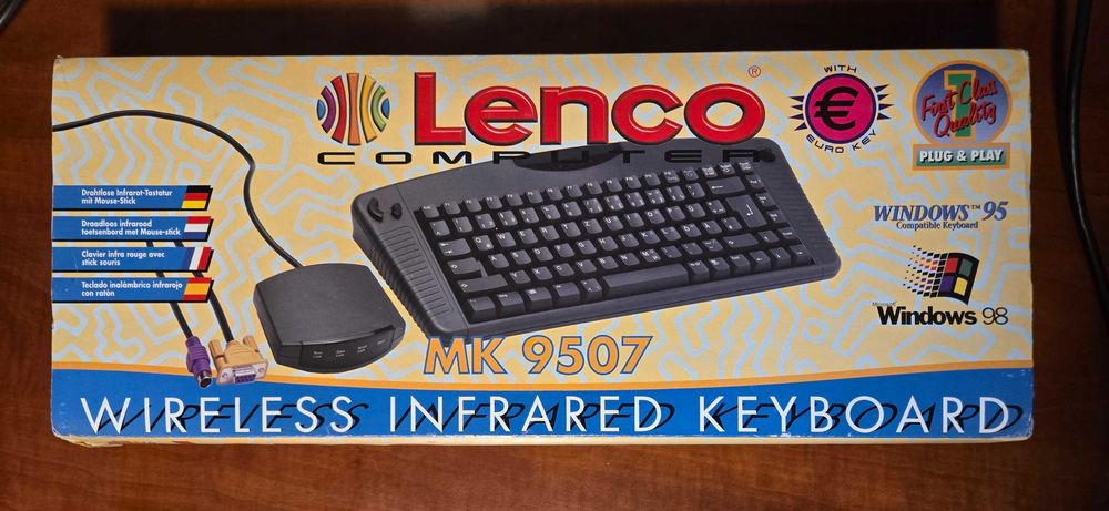 Unikat! Retro klawiatura bezprzewodowa IR Lenco MK 9507 | Box | Win 95/98/XP - wireless infrared keyboard - praktycznie NOS.