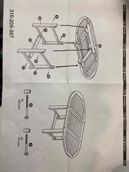 Mesa de Jardim em madeira Teca de Java, Indonésia, de 1.20 m x1.70 m
