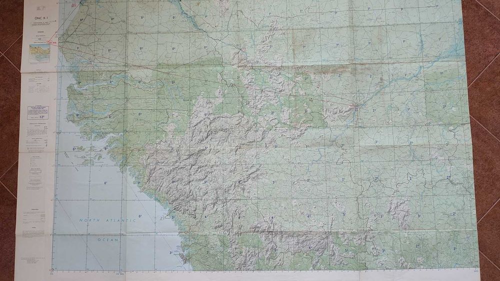 Stara mapa nawigacyjna lotnicza ONC K-1  Afryka Zach.- Senegal, Mali..