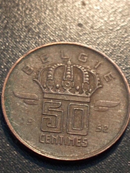 50 centimes belga "BELGIË"	Belgica	1952	 - Bronze - Bela