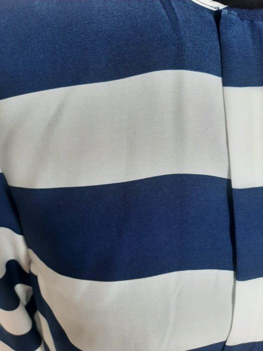 Koszula w biało granatowe paski w marynarskim stylu z długim rękawem