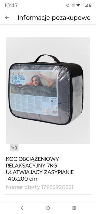 Koc kołdra  obciążeniowa 7 kg nowy