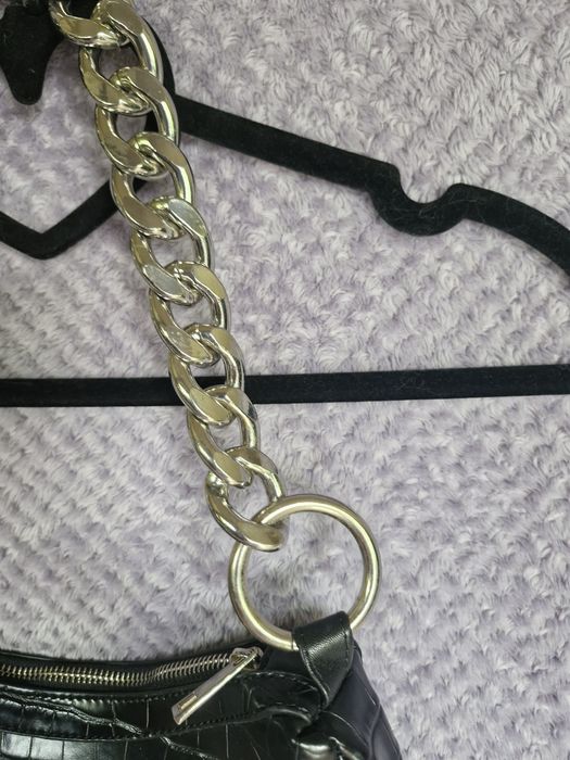 Torebka skóra krokodyla gruby łańcuch cięzki 28x15x6